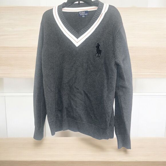 ✨Polo by Ralph Lauren Blue Label Large Logo Grey Sz XXL Sweater✨ - Picture 1 of 6